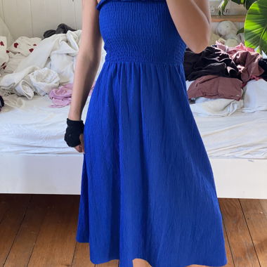 Blue spaghetti-strap dress