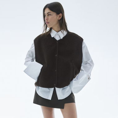 Oversized Gilet aus Teddyfleece