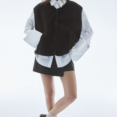 Oversized Gilet aus Teddyfleece