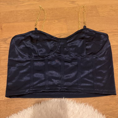 Black Satin Top with Chain Sleeves