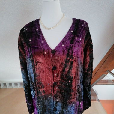 Samtjacke / Hemd Batik Stickereien Spiegel Goa