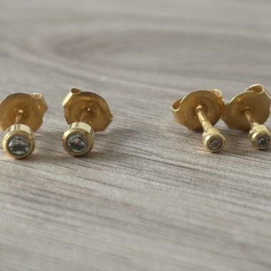 Boucles d'oreilles à clous dorées avec pierre