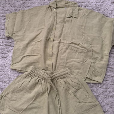 Ensemble chemise et short vert pistache 