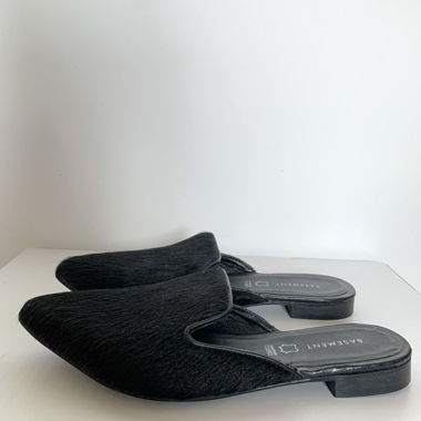 Leder Pantoletten / Schwarz