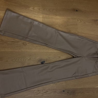 Pantalons beige en cuir à jambe ample