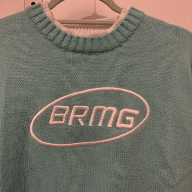 Pull-over turquoise blanc
