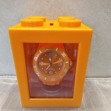 Silikon Uhr Orange Box als Lego Stein Kässeli _2