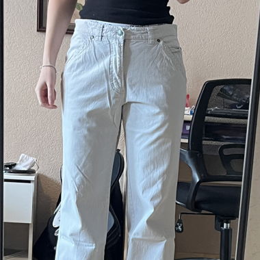 pantalon gris clair/blanc 
