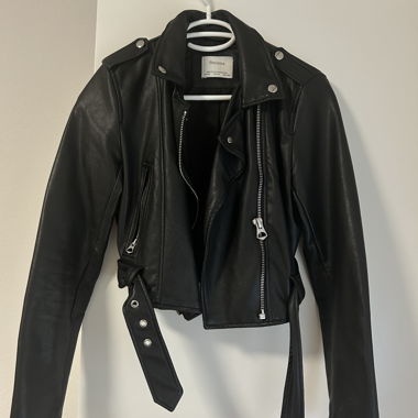 (Kunst)Lederjacke Cropped - Schwarz