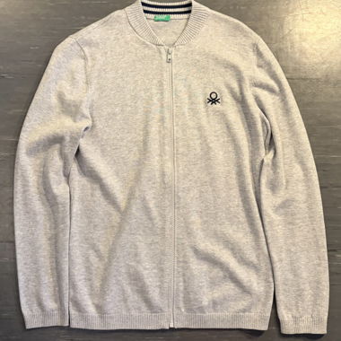 Cardigan con zip grigio Benetton