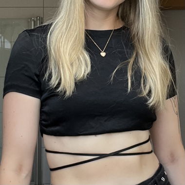Black Cropped Top with Back Ties
