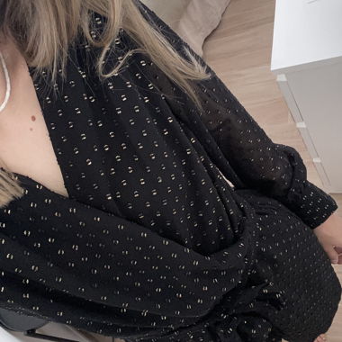 Combi-short nera a pois dorati