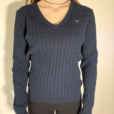 Maglione GANT blu scuro scollo a V