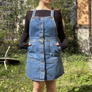 Denim dungaree dress