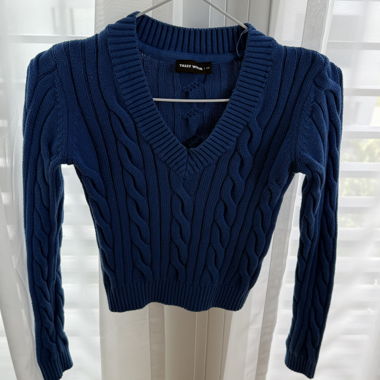 Blue Cable Knit Sweater XS