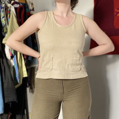 Beige Sleeveless Cotton Top The Earth Collection