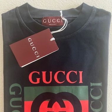 Gucci T-Shirt With Gucci Print Oversized Navy Gr.S