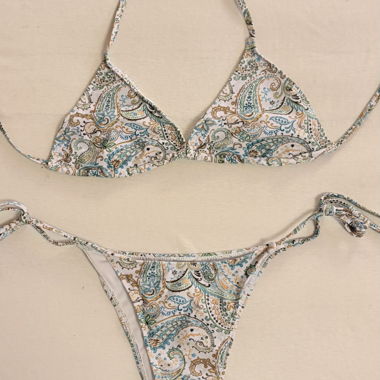 Paisley bikini set in white and turquoise