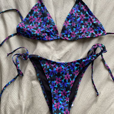 black purple floral bikini by Bydee
