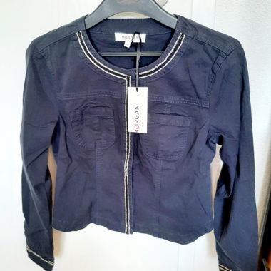 Veste courte MORGAN en coton avec galons fil doré 