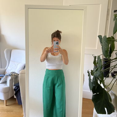 Pantalon taille haute vert