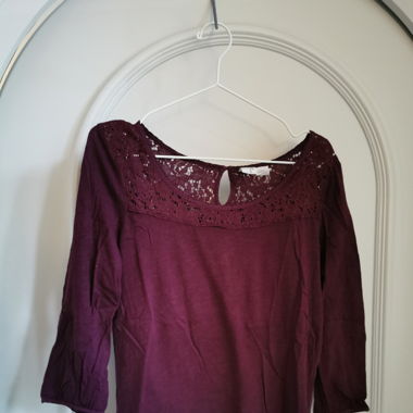 3/4 Arm Shirt bordeau mit Spitze