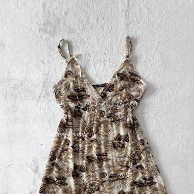 Earthy Brown Lace Slip Dress (S/M)