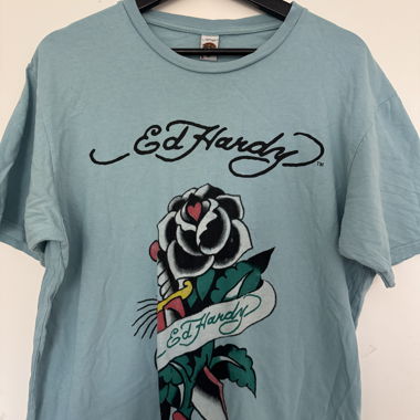T-shirt Ed Hardy azzurro chiaro taglia L
