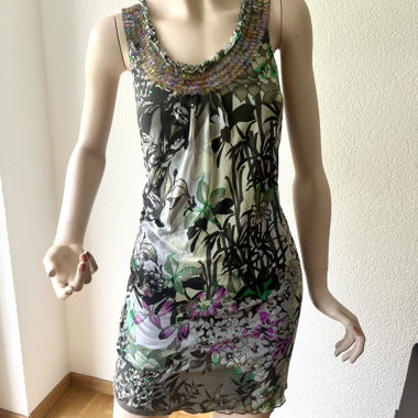 Embellished Floral Mesh Mini Dress 