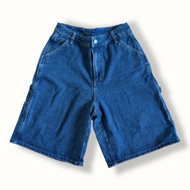 Short cargo in denim blu