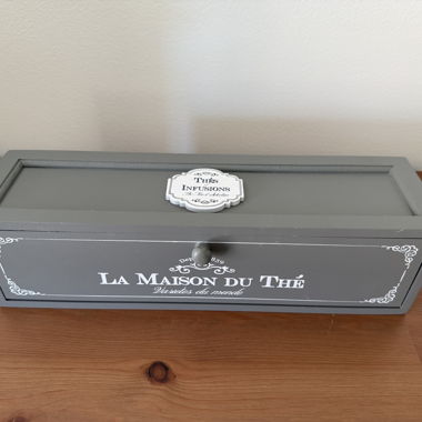 Boîte à thé Maisons du Monde en bois grise