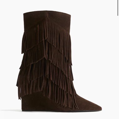 H&M Braune Fransen-Stiefeletten