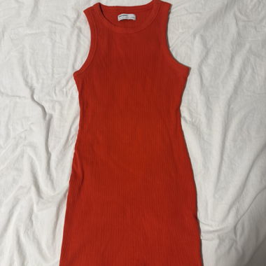 Red dress, slightly fitted