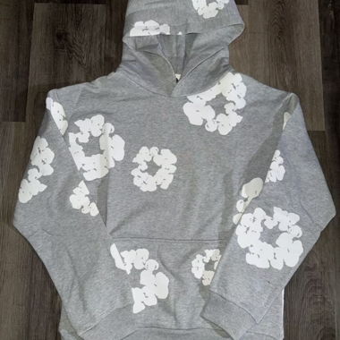 Sweat à capuche gris et blanc Denim Tears