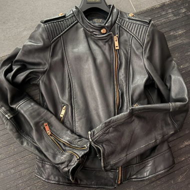 Veste en cuir ZARA BASIC noire Taille L