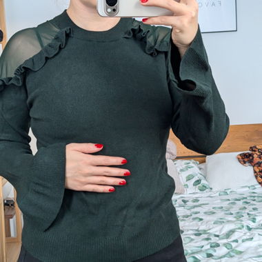 Pull avec épaule Cold-Shoulder en mesh, manches tulipes
