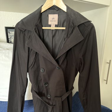 Anna Field Schwarzer Trenchcoat, Elegant, Größe 42
