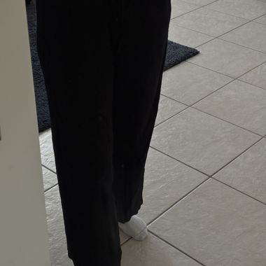 schwarze Leinenhose