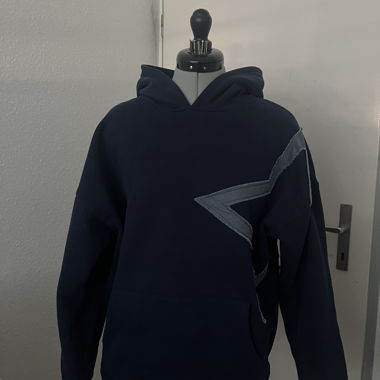 Navy Blue Hoodie with Light Blue Dtar