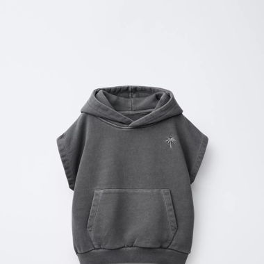 Grey hooded vest