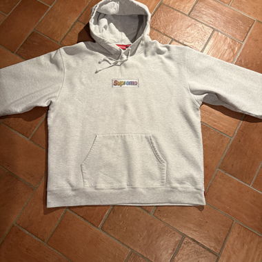 Supreme bling Box Logo Grey Hooded Sweatshirt 
