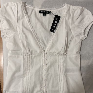 MOTEL ROCKS : Ilias Corset top in poplin white