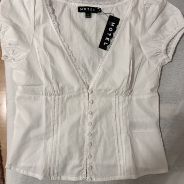 MOTEL ROCKS : Ilias Corset top in poplin white