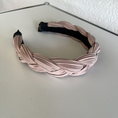 Serre-tête tressé rose