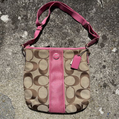 Borsa Coach signature crossbody marrone e rosa