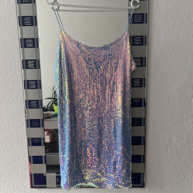 ONLY Paillettenkleid hellblau Grösse L NEU 