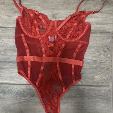 Red Lace Bodysuit (Size S)