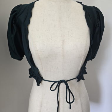 Dunkelgrüne Bluse mit Puffärmeln