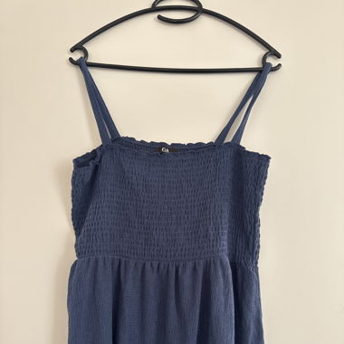 Navy Blue Smocked Top – Size XL (New)