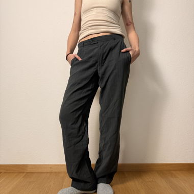 Black pinstripe casual trousers